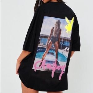 Misguided x Playboy Graphic T-shirt Dress